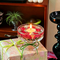 LANJO Luxus Rosen-Gelee Duftkerze, Einzigartiges Geburtstagsgeschenk, Getrocknete Rosen-Kerze für Hochzeitsgeschenke, ca. 50 Stunden Brenndauer