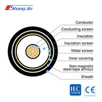 Câble d'alimentation moyenne tension Shangjin YJV62-6/6-6/10(12)kv 1*150 mm, gaine PVC, pour enterrage industriel souterrain, cuivre XLPE