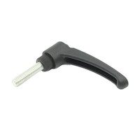 Levier de serrage réglable en plastique noir avec poignée de tension moletée en laiton, cylindrique, pour applications industrielles et mécaniques