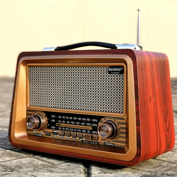 Retro Vintage Holz Wireless wiederauf ladbare USB FM AM SW 3 Bands Radio