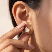 Boucles d'oreilles élégantes en forme de coquille irrégulière, en acier inoxydable 304 plaqué or, poli miroir, coquille naturelle, bijoux chics pour femmes