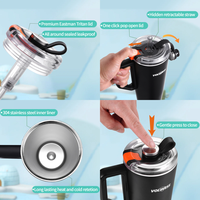 Gobelet isotherme en acier inoxydable simple, personnalisable, avec poignée ergonomique, pour café glacé, utilisation en camping, brosse de nettoyage incluse