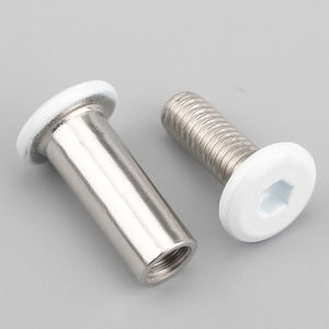 Hoge Kwaliteit Roestvrij Staal Platte Ronde Kop Zeskant Meubels Connector Bouten Schroeven En Mouw Vat Spalk Moer Wit Gelakt - Product Image 6