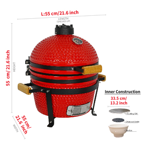 SEB Gril à charbon de bois professionnel rouge de 16 pouces Cuisine extérieure Jardin <span class=keywords><strong>Barbecue</strong></span> sans fumée - Product Image 2