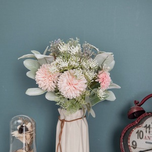 Bouquet de fleurs artificielles Gabriella Dandelion, feuilles roses et vertes, décoration pour la maison et les mariages CF01174 - Product Image 2