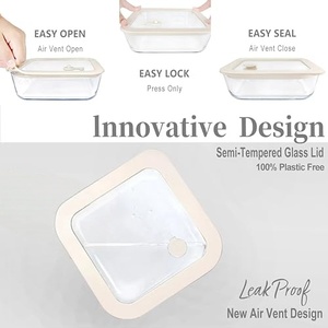 Paquete de 3 Recipientes de Vidrio de Alta Calidad para Preparación de Comidas con Tapas Herméticas, Aptos para Calentar, para Cualquier Ocasión, para Almacenamiento en la Cocina - Product Image 2