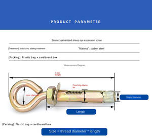 KuaiTong <span class=keywords><strong>Crochet</strong></span> de <span class=keywords><strong>plafond</strong></span> en béton, boulon d'expansion M10 en acier au carbone zingué, vis d'ancrage, support de tuyau, support de chemin de câbles - Product Image 2