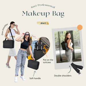 Travel <b>Makeup</b> Bag Train <b>Case</b> Large Cosmetic <b>Case</b> Organizer Portable Artist Storage Bag with Adjustable Dividers & Strap - Product Image 3
