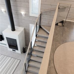 Design delle scale in marmo in stile <span class=keywords><strong>Canada</strong></span>, scale galleggianti Stringer invisibili interne con battistrada in legno di quercia da 40mm della fabbrica GAOBO - Product Image 3