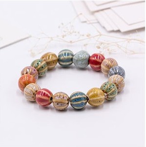 Trendy Women's Elastic Copper Alloy <b>Rope</b> Colorful Ceramic Bead Butterfly <b>Bracelet</b> Jewelry Gift - Product Image 3