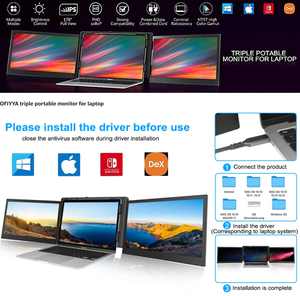 Moniteur portable triple <span class=keywords><strong>OFIYAA</strong></span> <span class=keywords><strong>P2</strong></span> Pro pour ordinateur portable 13,3 pouces, écran double, extension d'écran, compatible avec les MacBook M1 - Product Image 5