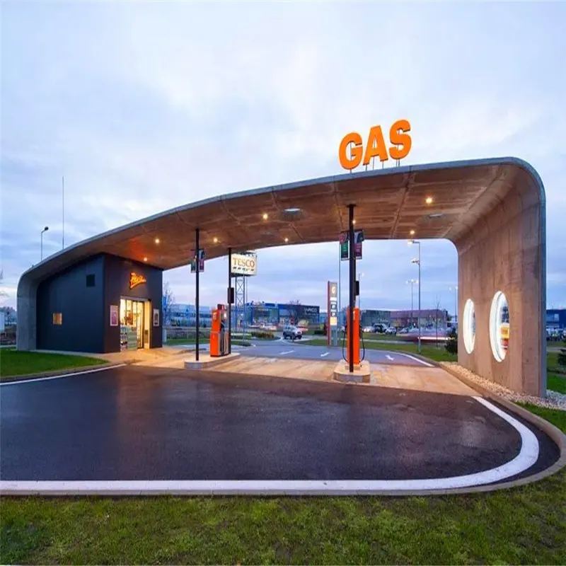 Toldo de construcción de estación de gasolina, estructura de acero, taller prefabricado