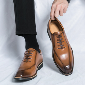 2026 Men's Pointed Toe Leather <b>Shoes</b> Fashion Lace-up <b>Shoes</b> <b>Height</b> <b>Increasing</b> Formal Business <b>Shoes</b> Youth Casual <b>Shoes</b> - Product Image 3