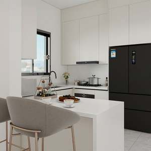 Cuisine modulaire en forme de L SANTOPOVA avec appareils intégrés et vitrine en verre - Product Image 1