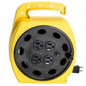 Linsheng 10 Amp 16/3 SJTW Extensión de bobinado duradero Cable de alimentación Carrete de cable retráctil con 4 salidas a tierra - Product Image 2