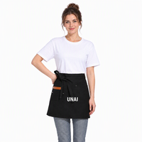 Tablier de taille en toile personnalisé avec logo et poches, court, pour serveurs/serveuses, uniforme de personnel de café, restaurant, bar, vente en gros