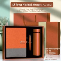 Ensemble cadeau d'affaires promotionnel 3 pièces : Power Bank A5 8000 mAh, Carnet, Stylo, Thermos numérique personnalisé avec impression sérigraphique