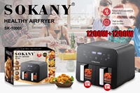 Friteuse à air double Sokany pour la maison, 10 L, friteuse électrique, four, friteuses à air intelligentes avec 2 paniers indépendants