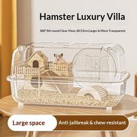 Villa de luxe pour hamster, cage dorée en plastique, boîte d'alimentation pour animaux, grand espace, fournitures, cabane de cachette amovible de style simple, haute