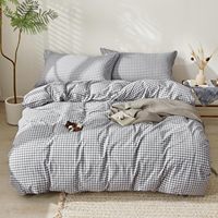 Housse de couette en coton lavé à carreaux, prix usine, douce, pour hôtel et usage domestique