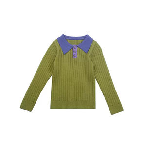 เสื้อโปโลเด็กสไตล์เกาหลีทรงเข้ารูปสีสันตัดกัน คอลเลคชั่นฤดูใบไม้ร่วงปี 2026 เสื้อไหมพรมเด็กผู้หญิงแฟชั่น - Product Image 5