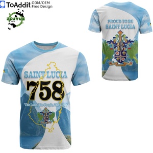 OEM/ODM Personalised Designs for Men Saint Lucia Independence Day <strong>Flag</strong> Caribbean Since 1979 T-Shirt Custom Oversize Graphic Top - Product Image 5