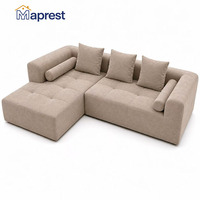 Canapé modulaire en tissu moderne avec repose-pieds, emballé sous vide, en forme de L, pour salon et appartements de villas