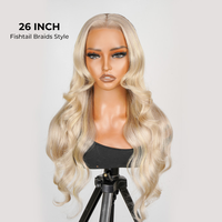 Alipearl - Peluca de Cabello Humano Virgen Remy 100% Transparente para la Parte Delantera, Ondulada, con Reflejos Rubio Ceniza, Pre-Trenzada, Sin Pegamento, con Capucha 13*4