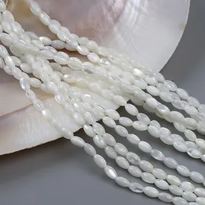 Wholesale Natural 4-5mm Small Size White Oval Shape Loose Pearl Shell Beads For Jewelry