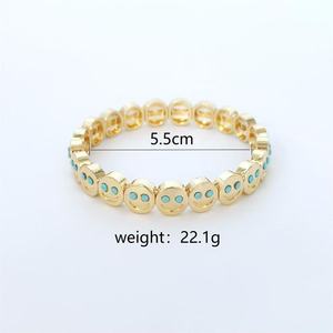 Tùy Chỉnh Thời Trang Đầy Màu Sắc Zircon Hợp Kim Simley Mặt Quyến Rũ Vòng Đeo Tay Vàng Không Làm xỉn Đàn Hồi Đồ Trang Sức Vòng Đeo Tay Bangles Đối Với Đảng - Product Image 3