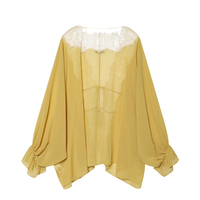 PB&ZA Femme 2026 Nouvelle Collection Été Blouses Chic en Dentelle Asymétriques Décontractées Ample Manches Longues Transparents Chemises Féminines Tops Tendance