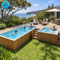 Piscine hors sol compacte en fibre de verre, type conteneur, avec jacuzzi et spa, idéale pour les retraites bien-être populaires et la relaxation individuelle, modèle Mosaic 20ft 40ft