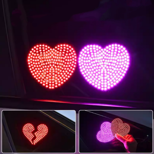 <span class=keywords><strong>D</strong></span>écoration de fenêtre de <span class=keywords><strong>voiture</strong></span> éclairée en forme de cœur et de cœur brisé, anti-collision, avertissement LED, alimentation USB, lumière dynamique - Product Image 2