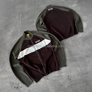 Custom Fashion High Quality Knit Knitted <b>Zip</b> <b>up</b> <b>Jackets</b> for Men Heavy Winter Streetwear Sleeve Woolen Knitted <b>Jacket</b> - Product Image 2