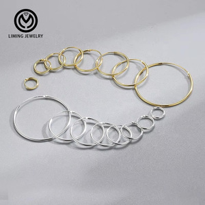 GE13 Fashion Geometry Minimalist 925 Sterling <strong>Silver</strong> Hip Hop Fine Jewelry Big Round <strong>Hoop</strong> <strong>Earrings</strong> <strong>for</strong> <strong>Women</strong> 18k Gold Plated - Product Image 2