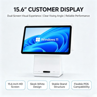 Terminal de Pago POS Blanco con Impresora Integrada de 58 mm, Escáner, Caja Registradora Autoservicio para Tiendas, Pantalla Táctil Dual de 15.6 Pulgadas