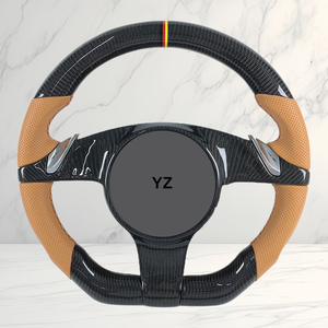 Volant en cuir et fibre de carbone YZ Custom Center Mark Hub Paddle Shifter pour Porsche 911 GT3 RS 911 997.2 <span class=keywords><strong>Carrera</strong></span> 4S Turbo - Product Image 1
