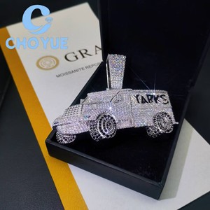 New Trend Iced Out Car Jewelry 925 <b>Silver</b> GRA VVS Moissanite Men Pendant Necklace Hip Hop <b>Charm</b> Pass Diamond Test with GRA - Product Image 4