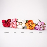 Bouquet de pivoines haut de gamme à 7 tiges, fleurs artificielles en soie à bords brûlés, nouées à la main, vente en gros, arrangement floral d'automne, bouquet de mariée