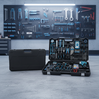 Ensemble d'outils combinés DEWEN, perceuse électrique sans fil à batterie lithium, comprend un jeu de douilles, une clé à cliquet et une barre coulissante, étui rigide