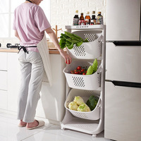 Organisateur de rangement de cuisine empilable Portable à 2 niveaux chariots de rangement de légumes autoportants avec roues paniers à linge en plastique