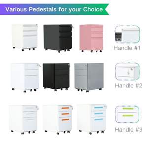 Usine Guangzhou Meuble de rangement à 3 tiroirs en métal blanc avec roulettes Classeur sur socle moderne sous bureau pour l'école et le bureau à domicile - Product Image 5