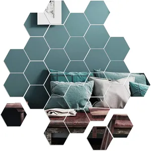 Acrílico hexagonal extraíble DIY decorativo espejo de pared pegatinas para casa habitación dormitorio sofá Fondo de Televisión