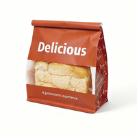 Sacs d'emballage en papier kraft avec fenêtre transparente BOPP à huit soudures latérales, à soufflet de fond, de qualité alimentaire, pour pain et croustilles