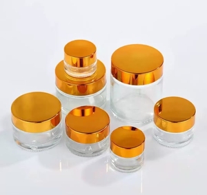 Tarro de Crema de Vidrio Transparente de 5-100g con Tapa Dorada - En Existencia, Tarro Cosmético con Logotipo Serigrafiado - Product Image 5