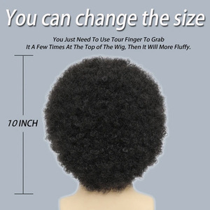 Parrucche a sbuffo Afro riccia <span class=keywords><strong>corta</strong></span> e crespo in pizzo naturale a onda naturale ad alta temperatura in fibra sintetica per capelli da <span class=keywords><strong>uomo</strong></span> nero - Product Image 2