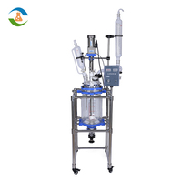Reator de vidro de camada dupla jaqueta, instock eua, 5l, 20l, 50l e 100l, piloto com coluna de rectificação e condensador