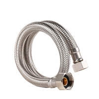 Tuyau d'arrosage flexible en acier inoxydable 304 tressé et durable avec ligne rouge, connecteur d'alimentation en eau flexible, anti-fuite