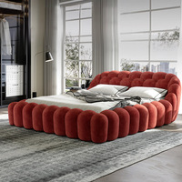 Neues Design Leathaire Doppel-Cloud-Bettgestell Modernes King-Size Bubble-Lit Italienisches Luxus-Master-Villa-Schlafzimmer-Möbelset
