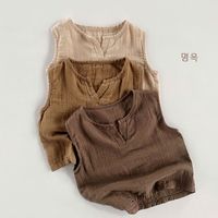 Tank Top anak laki-laki, baju anak-anak katun tanpa lengan tipis bernafas musim panas baru